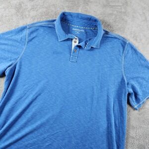 Johnston & Murphy Slub Knit Polo Mens XXL Blue Short Sleeve Shirt 74-4269